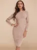 Casual Dresses Red HL Bandage Dress 2022 Nude Turtleneck Long Sleeve High Quality Ribbed Womens Midi Bodycon Sexy Maxi XLCasual