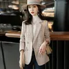 Women's Jackets Women 2022 Fashion Texture Double Breasted Tweed Woven Blazer Coat Vintage Long Sleeve Pocket Female Outerwear Chic Jacket V