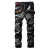 Marke Herren Schnee Designer Mode Dünne Dünne Moto Biker Casual Jeans Gerade Motorrad Männer Zerstört Denim Hosen 220328