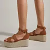 Sandalen Damen Open Toe Espadrilles Wedges Sommer Punk Casual Freizeit Strandschuhe Flatform WomanSandals