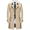 Thosine Brand Spring Autumn Men Long Trench Coats Superior Quality Button Man Fashion Outfit Jackets Windbreaker Plus Size L220725