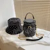 Women Set Bandana Bucket Purses Handbags for Women Bag Purse and Hat Set Ladies Leather Handbags3070869