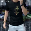 G Letter Bee Haftowe cekinowa koszulka T-shirt męskie koszulki z krótkim rękawem 2022 Nowy O-Neck Mężczyzna Luxury Trendy Man Ubranie 4xl Y220630