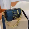 Pin Chain Design Small Square Bags Women Handbag Shoulder Leather Designer Crossbody Female Fashion Purses 220307
