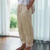 Pantaloni casual alla moda in lino di cotone Pantaloni estivi Harem allentati Pantaloni sportivi a gamba dritta in vita elastica elegante Streetwear 220725