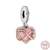 Ciondolo in argento sterling 925 Charm cuore rosa fiore palloncino Infinity Love Charms Fit Bracciale Pandora originale Gioielli da donna con perline fai da te Consegna gratuita