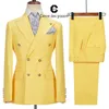 Cenne des Graoom Men Suits Winter Jackets Double Breasted skräddarsydda 2 stycken Guldknapp Blazer Pant Wedding Costume Homme 220815