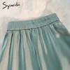 Syiwidii Silk Satin Long Skirts for Women 4 Seasons Elegant Female Midi A Line Side Zipper Back Elastic Band Fashion 220401