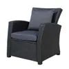 US Stock U_Style Outdoor Patio Furniture مجموعات محادثة من 4 قطع مجموعة أريكة الخوص السوداء مع وسائد رمادية داكنة A45259N
