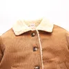 Småbarn Baby Boy Girl Lapel Collar Jackets Button Design Corduroy Coat Jacket Outwear With Pocket Kids Warm Top Clothing 1037 E3