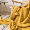 REGINA Modern Brignt y Knit Warm Cozy Yellow Blue Green Pink Tassel Home Decor Beauty Office Wearable Throw Blanket 220524