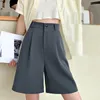 Pantaloncini da donna Moda a vita alta Giacca da donna Casual Mezza lunghezza Fusciacche Con cintura Bottoni larghi Tasche drappeggiate Estate 2022