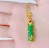 Fashion Whitegreen Jade Bamboo Pendant med guldkedjans halsband för kvinnor7541183