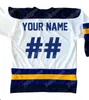 Mag THR индивидуальная ирландская Letterkenny 74 Jonesy 69 Shoresy 68 Reilly 15 Powell Hockey Jersey Красный темно -синий белый номер с двойным сшитым номером имени