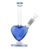 Hookahs Glass Bongs 9 inch Heart Shape Valentine's Day gift Pink Green Blue Color Water Pipes Dab Oil Rigs with 14mm Smoking Dry Herb Bowls nector Collector