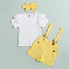 Roupas conjuntos infantil garotas meninas verão roupas casuais criança babado branco plufune curto t-shirt tops