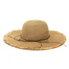夏のソリッドカラー麦わら帽子女性の気温の大きな丸いビーチサンハット旅行折りたたみ式UVの保護パナマキャップ