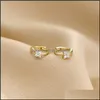 Hoop Hie Earrings Jewelry Sparkly Gold Zircon Inlaid For Women Girls Korean Fashion Wedding Party Daily Gifts Ladies Drop Delivery 2021 W5