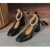 Dress Shoes Spring And Autumn Ladies High Heels Bow Square Head Mary Jane Single Office Work Women's Size 34-40
