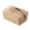 Caixa de lenço de linho de linho de algodão Caixa de lenço de papel simples Caixa de guardana