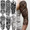 Kabile maori geçici dövme kolları erkekler için kadınlar yetişkin kurt aslan dövmesi sticker siyah büyük kaplumbağa tiki sahte tatoos malzemeleri3126852125