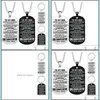 Pendant Necklaces Necklace To My Son Stainless Steel Military Tag Keychain Home Jewelry Black Dog Drop Delivery 2021 Pendants Sexyhanz Dhbcl