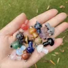 Natuursteen Gesneden 20mm Paddestoel bedels roze Quartz Chakra's Crystal Tiger Eye Hand Hanger Bedels Voor DIY Sieraden maken Ketting