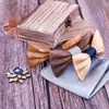 Bow Ties Bridegroom Wooden Tie Set For Mens Suit Handkerchief Bowtie Brooches Wedding Cravate Homme Noeud Papillon Corbatas GiftBo254N