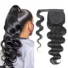 Body Wave Ponytail Human Hair Wrap Around Ponytails Extensions Remy Clip in Hair-Extensions Natural Color