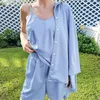 Womens Pamas Vest Shorts Shirts 3pcs Sets Fashion Casual Home Clothing Summer Lady Comfortable Sleepwear