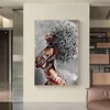 Pinturas abstratas garota africana lona pôsteres e impressões símbolo de música mulher negra pintura de parede imagens para decoração de casa