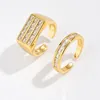 Classic Geometric Gold Color CZ Ring Delicate Sparkly Cubic Zirconia Finger Rings for Women Wedding Bands Jewelry Gift