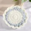 colorful Lace round cotton crochet table place mat pad Cloth placemat cup mug flower coaster doily kitchen Christmas decor