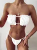 Ruffle Tie Side Bandeau Bandeau Bikini strój kąpielowy Bandau Bandau Female Szybowe kobiety Kąciki Kąpiec Blaży Blaży 220622