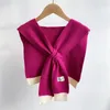 Boog bindjes vrouwen solide kleur nep kraag sjaal voor winter vrouwelijke blouse schouders cape gebreide valse kragen scarfbow