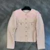 Automne nouveau femmes 3D rose fleur patchwork à manches longues tweed laine simple boutonnage manteau veste mode casacos SML