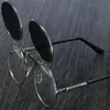 Retro flip yuvarlak güneş gözlükleri erkekler kadın metal steampunk tarzı güneş gözlükleri erkek kadın çift dairesel berrak lens gözlük 220629
