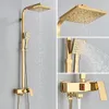 Robinet de douche de salle de bain doré ensemble Gold 8 "Précipitant Boucheur de douche Mur de grue monté avec douche à main