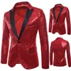 Shiny Gold Sequin Glitter Empelled Blazer Jacket Men Nightclub Prom Suit Blazer Men Costume Homme Stage Clothes for Singers 220801