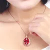 colares de prata luxuoso clássico princesa rubi pingente oval oval pombo sangue vermelho turmalina pingente de cor 18k colar de 18k