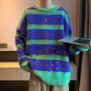 Men's Sweaters Contrast Stripe Knitted Sweater Winter 3 Color Men Pullover Red Striped Oversized Couple Fashion Hole PulloverMen's Olga22