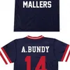 XFLSP # 14 Al Bundy New Market Mallers Jersey 100 % 스티치 자수 빈티지 야구 유니폼 사용자 정의 모든 이름 빈티지 저지