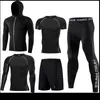 Vêtements de gymnastique Kit de Fitness Sports pour hommes Course à pied Séchage rapide Collants de basket-ball Vêtements d'entraînement d'hiver Course de nuit Cinq ensemblesGym