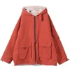 Kvinnors jackor Kvinnor Autumn and Winter Hooded Plus Fleece Cotton Jacket 2022 Casual Loose Cashmere Korean Coats Womenwomen's