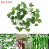 Decorative Flowers & Wreaths 2.4M Artficial Vine Silk Ivy Green Plants Fake Leaf Hanging Decoration Rattan Liana Wall LeavesDecorative