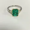 Meisidian Three Stones 2 قيراط emerald s925 Sliver Triangle Diamond Ring 220816