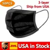 ABD Stokta Siyah Tek Kullanımlık Yüz Maskeleri 3-Katmanlı Koruma Hijyenik Açık Maske Kulaklıklı Ağız PM DHL Pro232 Önlemek