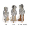 Fashion Runway Y Feather Fringe Sandales Femmes Righestone Pearls Édoute des talons hauts Summer Bridal Wedding Chaussures femme sexy ope11035511183443