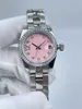 28 mm Woman zegarki Diamond Out Automatyczne mechaniczne zegarek damski Różowa twarz Pasek ze stali nierdzewnej projektantka mody Lady Wristwatch Watch Watch