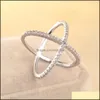 Ленточные кольца ювелирные изделия S925 Sier x Crossing Finger Crystal Ring Женское модное микрофолочное значение CZ Sign Знак. Женщины бросают доставку 2021 Puyzi